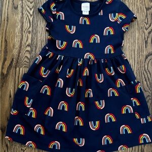 Hanna Andersson Navy Dress with Rainbow Accents